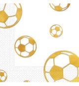 Fotbal ubrousky zlaté 15 ks,  33 cm x 33 cm