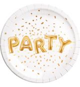Gold party talířky 8 ks, 23 cm