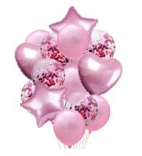 Balónkový set růžové konfety, 14 ks