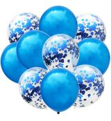 Balónky 10 ks mix - modré konfety