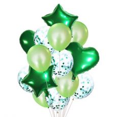 Balónkový set zelené konfety, 14 ks