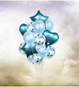 Balónkový set modré konfety, 14 ks