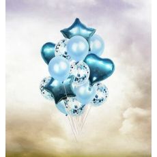 Balónkový set modré konfety, 14 ks