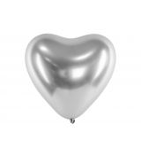 Latexové srdce lesklé stříbrné, 30 cm