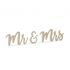 Dřevěný nápis Mr & Mrs, zlatý, 50 x 10 cm