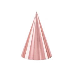 Party čepičky rose gold 6 ks, 16 cm