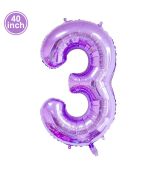 Fóliový balónek číslo 3 - fialový, 100 cm