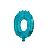 Fóliový balónek číslo 0 - tyrkysový, 32 cm