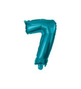 Fóliový balónek číslo 7 - tyrkysový, 32 cm