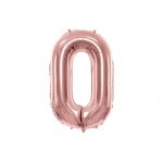 Fóliový balónek číslo 0 - rose gold, 86 cm
