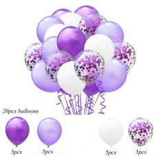 Balónky 20 ks mix - fialovo-fuchsiové balónky