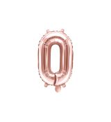 Fóliový balónek číslo 0 - rose gold, 35 cm