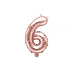 Fóliový balónek číslo 6 - rose gold, 35 cm