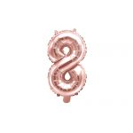 Fóliový balónek číslo 8 - rose gold, 35 cm