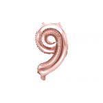 Fóliový balónek číslo 9 - rose gold, 35 cm