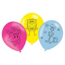 SpongeBob balonky 6 ks, 28 cm, 3 druhy
