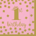Holčička 1st Birthday ubrousky 16 ks,  25 cm x 25 cm