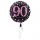 Fóliový balonek č. 90 - černo-růžový, kulatý,  43 cm