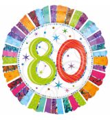 Fóliový balonek č. 80 - Happy Birthday, kulatý, 43 cm