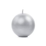 Svíčka koule, stříbrná, metalická, 6 cm, 1 ks