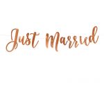 Banner JUST MARRIED, rose gold, 20x77cm
