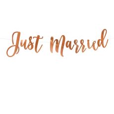 Banner JUST MARRIED, rose gold, 20x77cm