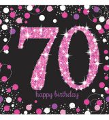 Ubrousky 70.narozeniny, černo - růžové barvy