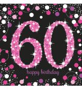 Ubrousky 60.narozeniny, černo - růžové barvy