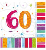 Happy Birthday ubrousky 60.narozeniny, 20 ks,  33 cm x 33 cm