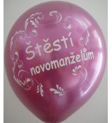 Balónek Novomanželé, růžová platina, 28 cm, 5 ks