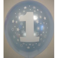 Balónek s číslem 1, modrý, 28 cm, 5 ks