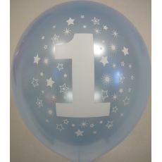 Balónek s číslem 1, modrý, 28 cm, 5 ks