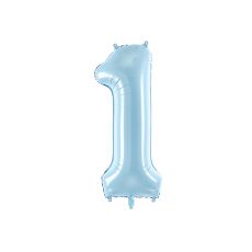 Fóliový balónek číslo 1 - světle modrý, 86 cm