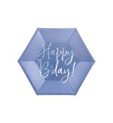 Happy B'day !, tmavě modré talířky 6 ks, 20 cm