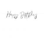 Banner Happy Birthday, stříbrný, 16.5 x 62cm