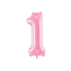 Fóliový balónek číslo 1 - světle růžový, 86 cm