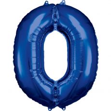 Fóliový balónek číslo 0 - tmavě modrý, 88 cm