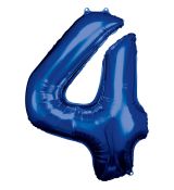 Fóliový balónek číslo 4 - tmavě modrý, 88 cm
