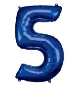 Fóliový balónek číslo 5 - tmavě modrý, 88 cm