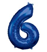 Fóliový balónek číslo 6 - tmavě modrý, 88 cm