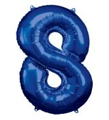 Fóliový balónek číslo 8 - tmavě modrý, 83 cm
