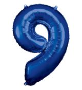 Fóliový balónek číslo 9 - tmavě modrý, 86 cm