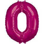 Fóliový balónek číslo 0 - tmavě růžový, 88 cm