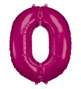 Fóliový balónek číslo 0 - tmavě růžový, 88 cm