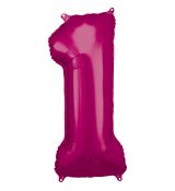 Fóliový balónek číslo 1 - tmavě růžový, 86 cm