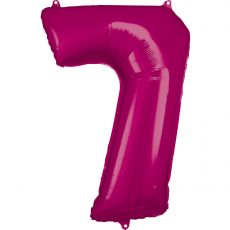 Fóliový balónek číslo 7 - tmavě růžový, 88 cm