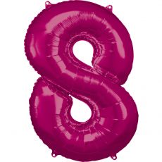 Fóliový balónek číslo 8 - tmavě růžový, 83 cm