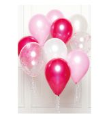 Balónkový set růžový, 10 ks + stuha