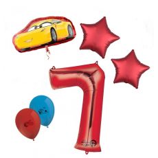 Balónkový set Cars, 7.narozeniny, 12 ks