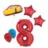 Balónkový set Cars, 8.narozeniny, 12 ks